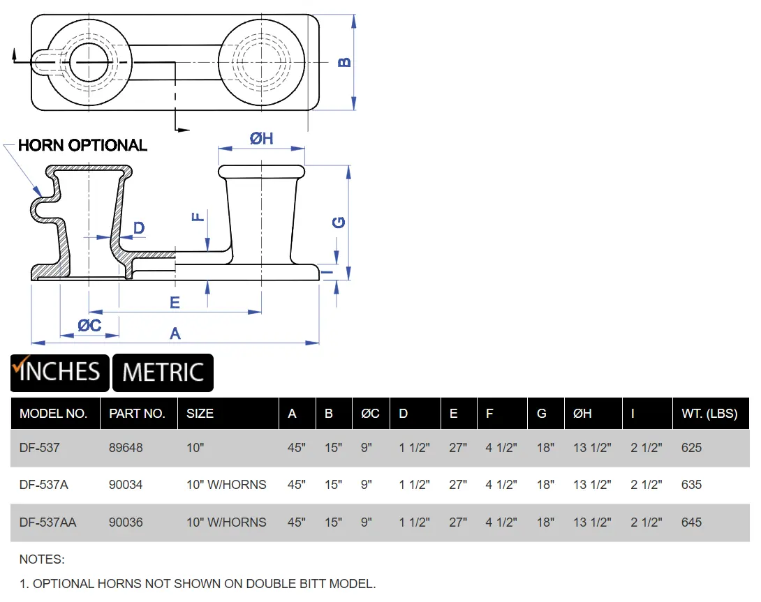 DF-537/DF-537A/DF-537AA Cast Steel Heavy Double Bitts product specifications