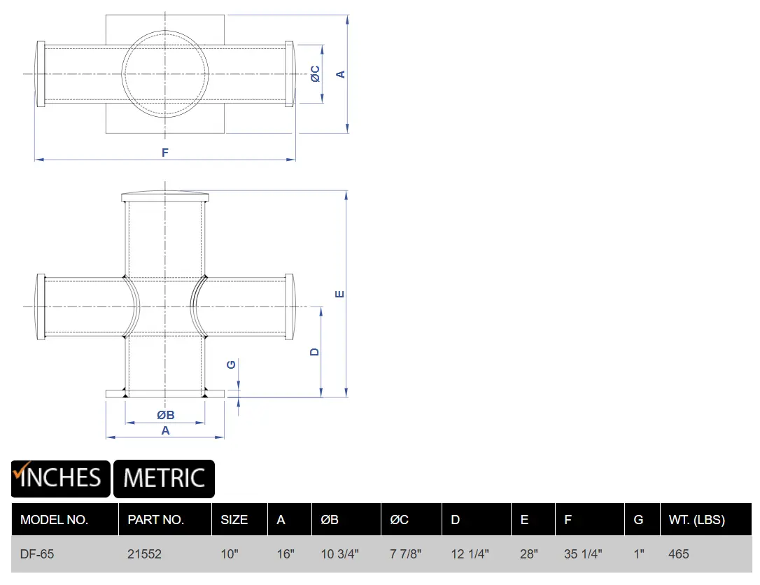 DF-65 Fabricated Steel Cruciform Bitt product specifications