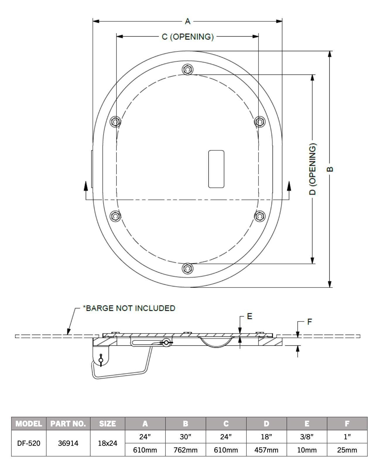 DF-520 Flush Void Hatch product specifications
