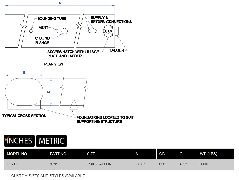 DF-136 Fuel Oil Tank product specifications