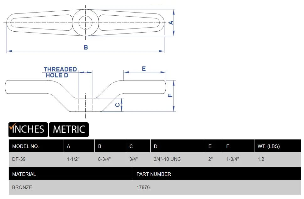 DF-39 Double Wing Dog Handle product specifications
