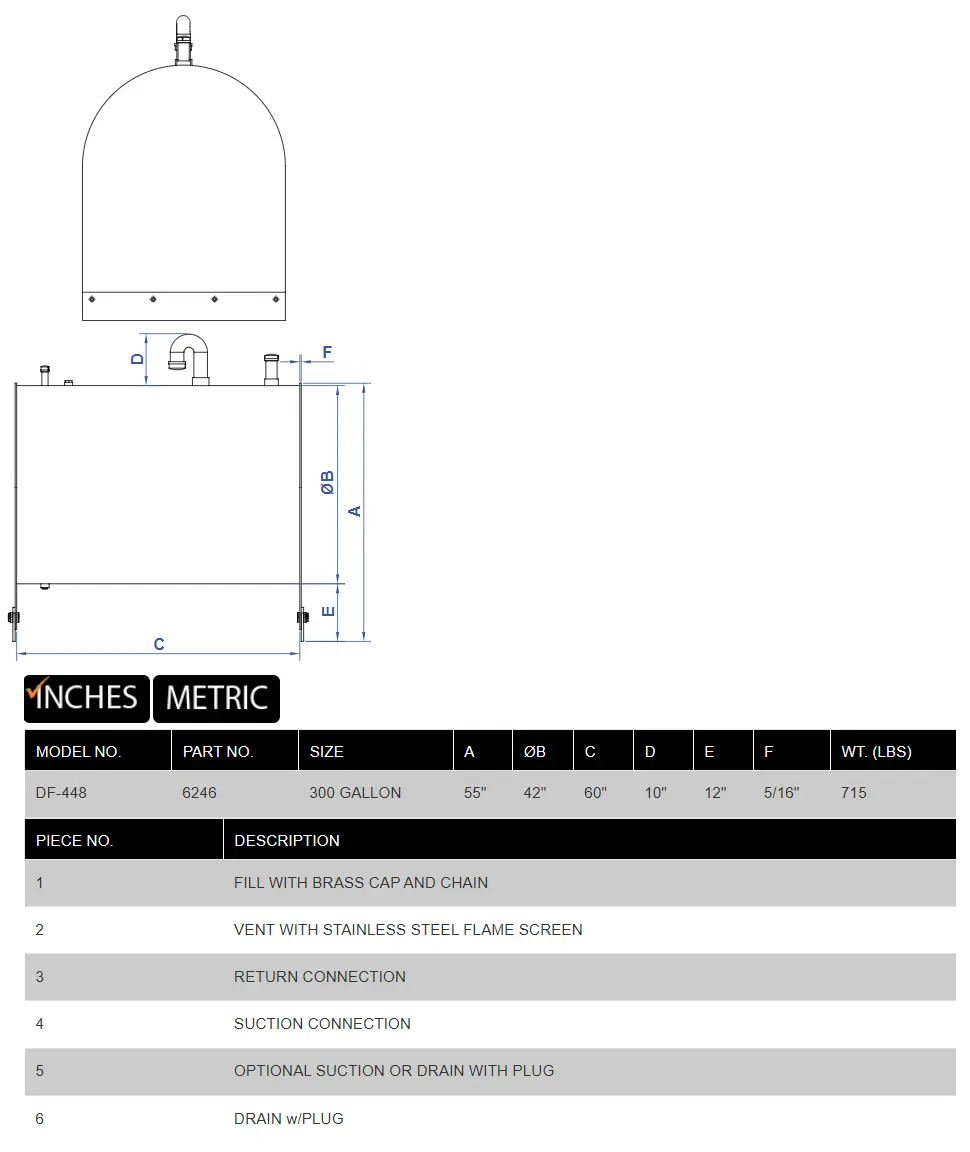 DF-448 Fuel Oil Tank product specifications