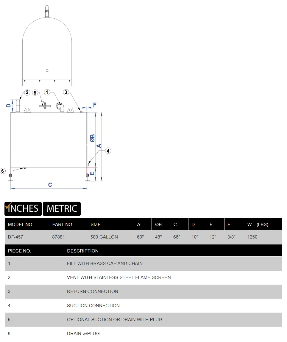 DF-457 Fuel Oil Tank product specifications