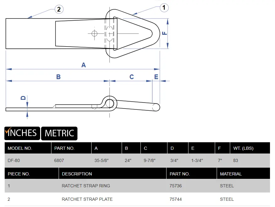 DF-80 Ratchet Strap product specifications