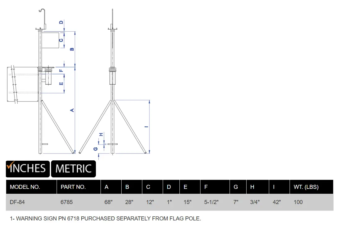 DF-84 Flag Pole product specifications