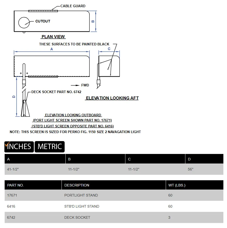 Running Light Stand product specifications