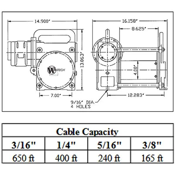 U8A-15 UTILITY AIR WINCH product specifications