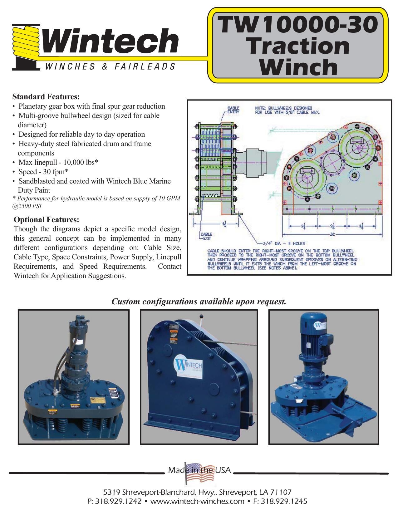 TW 10000-30H Traction Winch product specifications