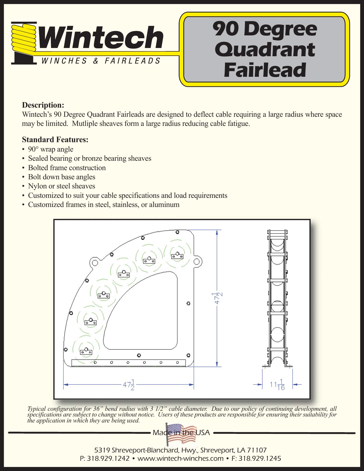 90 Degree Quadrant Fairlead product specifications