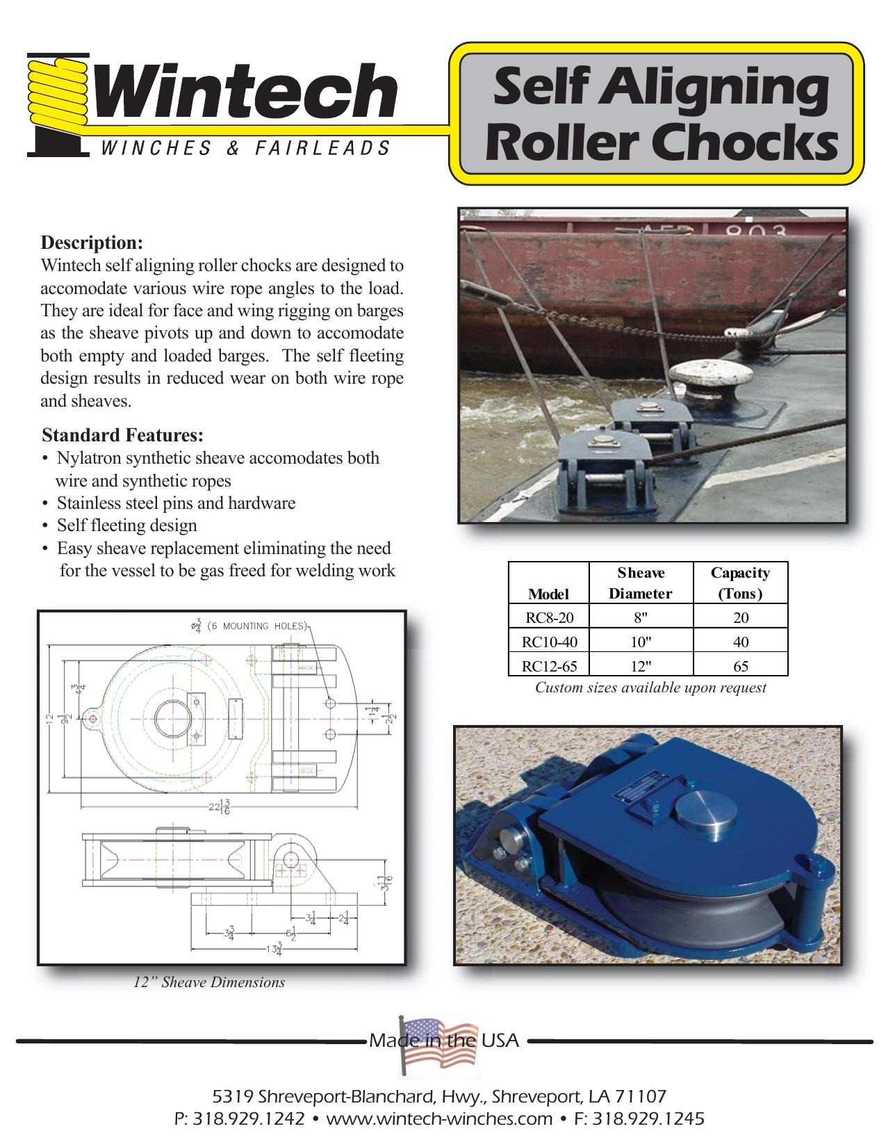 Self Aligning Roller Chocks product specifications