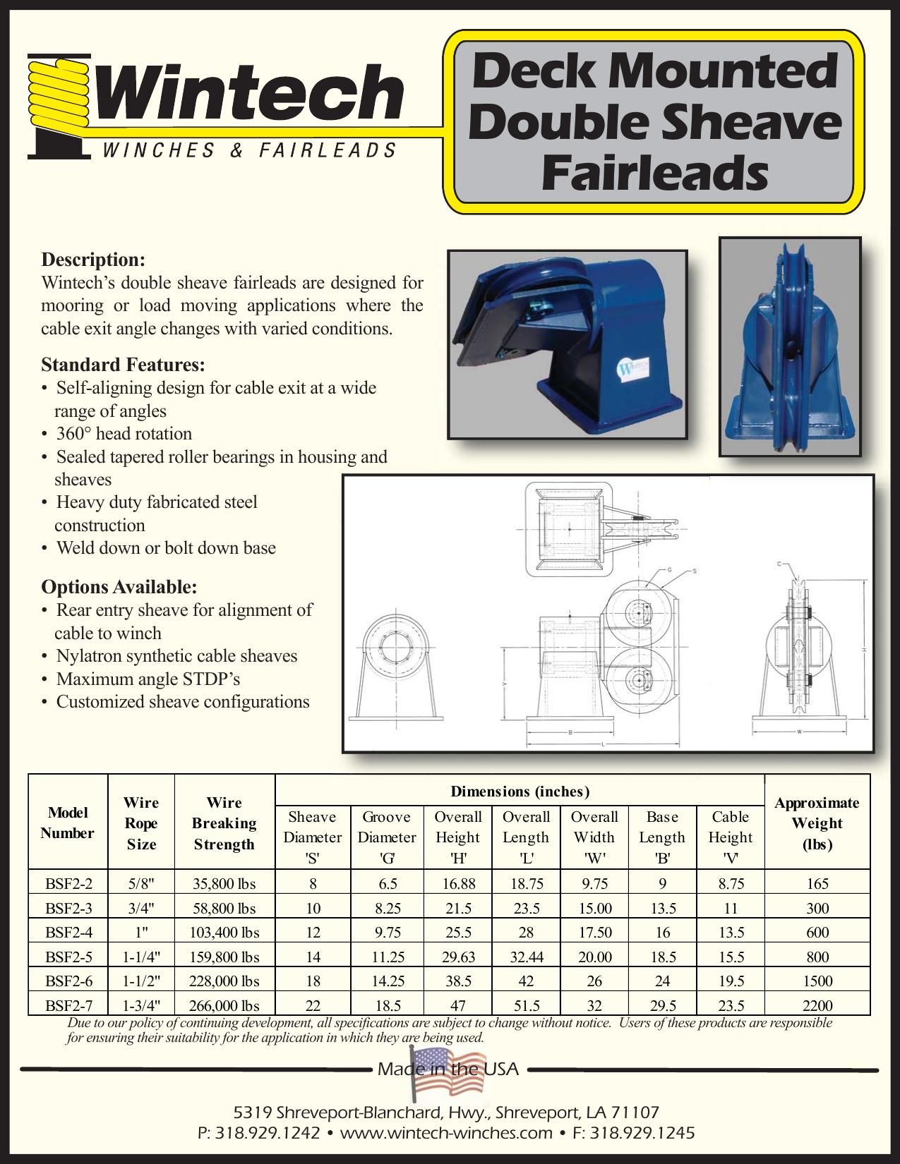 Double Sheave Swivel Head Fairleads product specifications